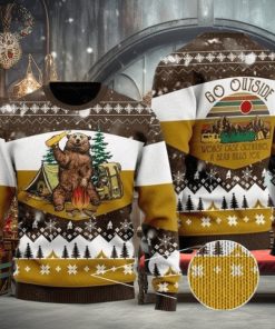 Bear Beer Ugly Christmas Sweater Campfire Yellow Wool Xmas