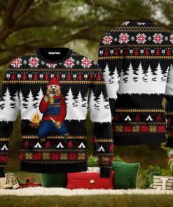 Bear Campfire Full Printing Ugly Xmas Sweater