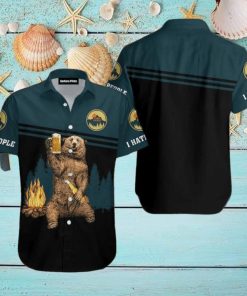 Bear Camping I Hate People Beer Sparks Aloha Hawaiian Shirt