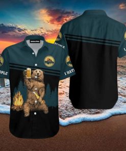 Bear Camping I Hate People Beer Sparks Aloha Hawaiian Shirt