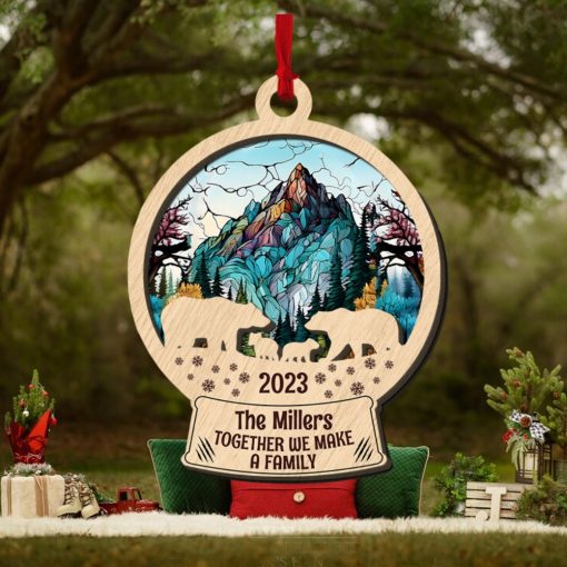 Bear Family, Together We Make A Family, Personalized 2 Layer Mix Ornament, Custom Suncatcher Ornament, Gifts For Family, Unique Christmas Gifts, Christmas Tree Decor