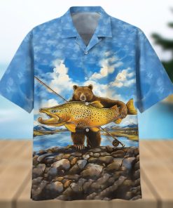 Bear Goes Fishing In The Sea Hawaiian Aloha Shirts