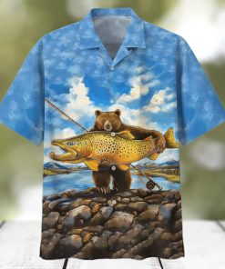 Bear Goes Fishing In The Sea Hawaiian Aloha Shirts