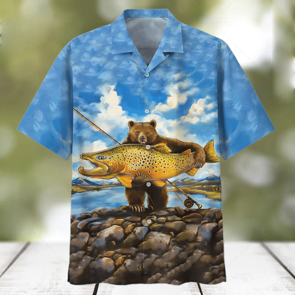 Bear Goes Fishing In The Sea Hawaiian Aloha Shirts Bear Goes Fishing In The Sea Hawaiian Aloha Shirts