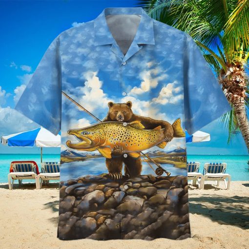 Bear Goes Fishing In The Sea Hawaiian Aloha Shirts