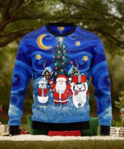 Bear Santa Penguin Full Printed Ugly Wool Sweater