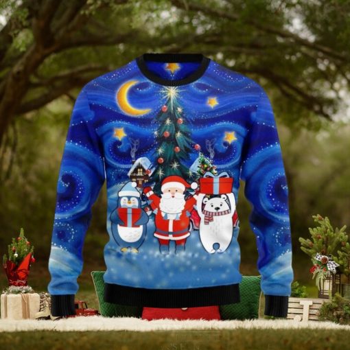 Bear Santa Penguin Full Printed Ugly Wool Sweater