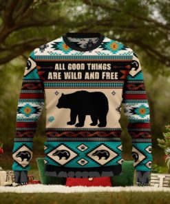 Bear Wild And Free Christmas 3D Printed Ugly Christmas Sweater