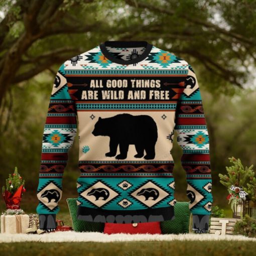 Bear Wild And Free Christmas 3D Printed Ugly Christmas Sweater