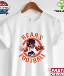 Bears Football NFL Rush Zone Cartoon Character Shirt featuring a fun, animated design of the Chicago Bears’ mascot and characters from the NFL Rush Zone, perfect for fans who enjoy a playful and spirited take on their team pride.