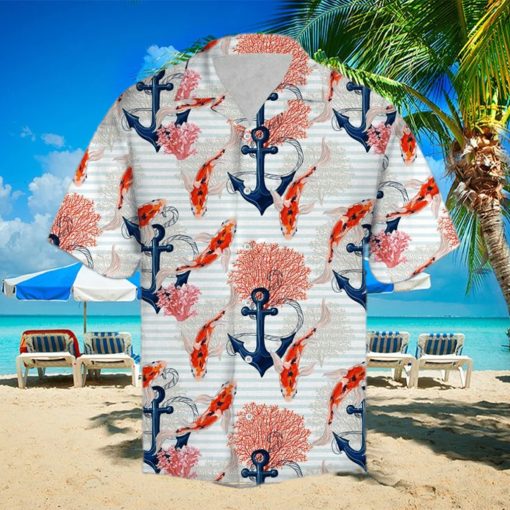 Beautiful Koi Fish And Anchor Hawaiian Shirt
