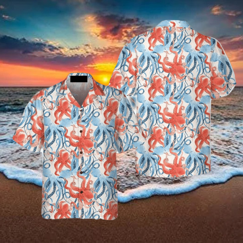 Beautiful Watercolor Octopus Seamless Pattern 3D Hawaiian Shirt Beautiful Watercolor Octopus Seamless Pattern 3D Hawaiian Shirt