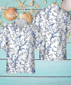 Beautiful florals on blue shade seamless Hawaiian Shirt