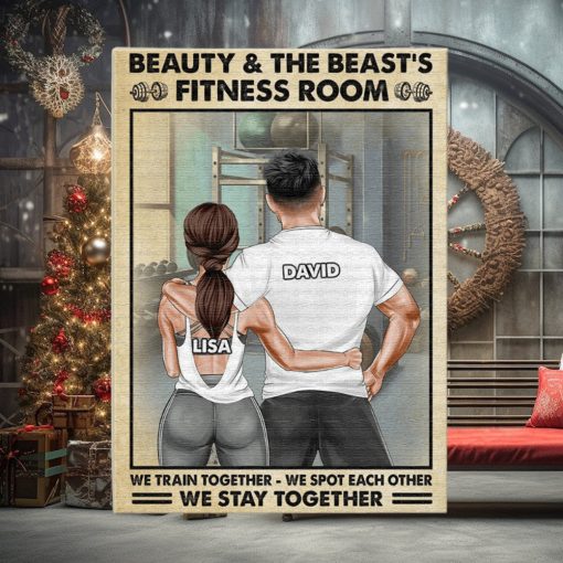 Beauty & The Beast’s Fitness Room, Train Together   Personalized Poster & Canvas Prints