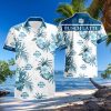 Beer Busch Light Hibiscus Flower Pattern Blue White Summer Beach Hawaiian Shirt