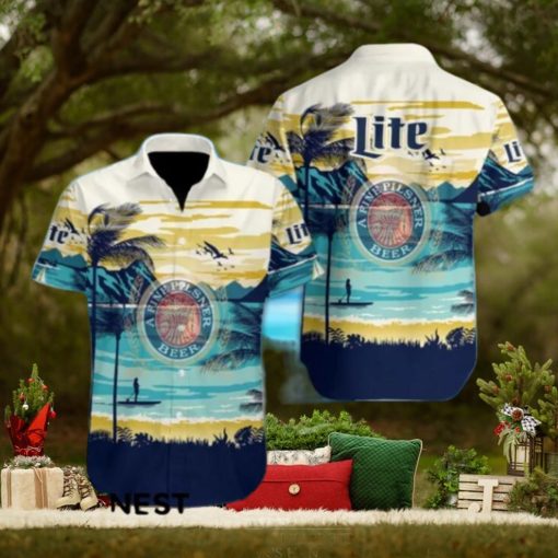 Beer Lite A Fine Pilsner Hawaiian Design Short Sleeve Shirt