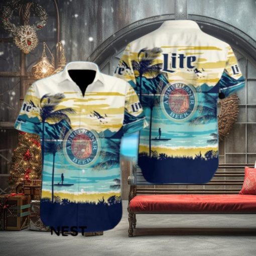 Beer Lite A Fine Pilsner Hawaiian Design Short Sleeve Shirt