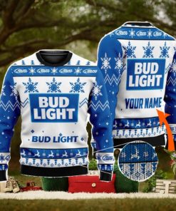 Beer Lover Personalized Name Bud Light Beer 3D All Over Printed Christmas Ugly Sweater Men And Women Gift