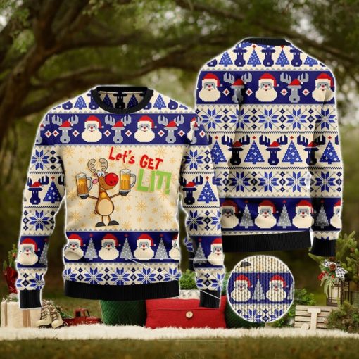 Beer Santa Pattern Ugly Christmas Sweater AOP All Over Printed Sweater