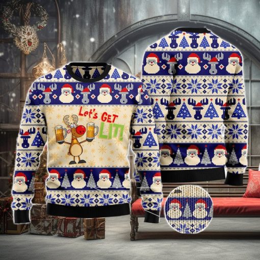 Beer Santa Pattern Ugly Christmas Sweater AOP All Over Printed Sweater