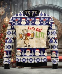Beer Ugly Christmas Sweater Let’s Get Lit Xmas