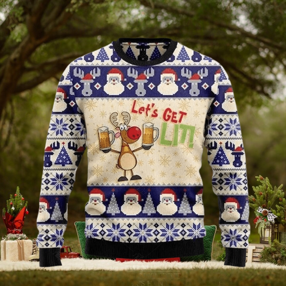 Beer Ugly Christmas Sweater Let’s Get Lit Xmas Beer Ugly Christmas Sweater Let’s Get Lit Xmas