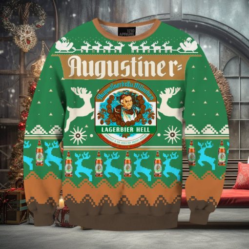 Beers Augustiner 3D Print Fun Green Christmas Sweater