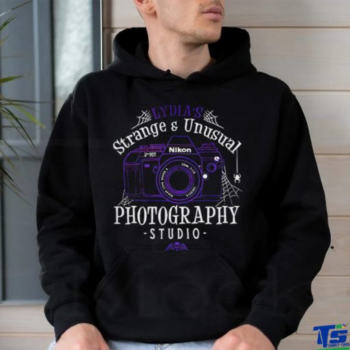 Beetlejuice Lydia’s Strange and Unusual Photography Studio logo shirt