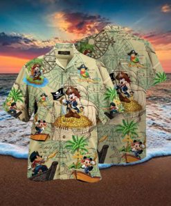 Beige Mickey & Mimi Hawaiian Shirt