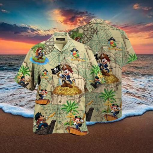 Beige Mickey & Mimi Hawaiian Shirt