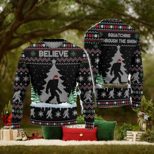 Believe Big Feet Character Ugly Christmas Sweater