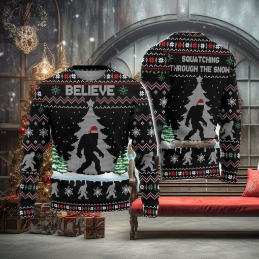 Believe Big Feet Character Ugly Christmas Sweater