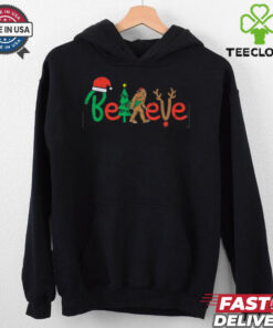 Believe Bigfoot Sasquatch Santa Reindeer Christmas Tree Gift T Shirt Recovered