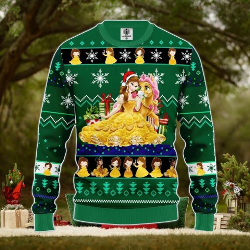 Bella Beauty And The Beast Ugly Christmas Sweater Green Amazing Gift Men And Women Christmas Gift
