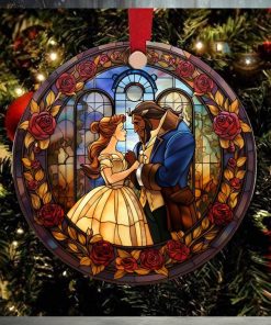 Belle Christmas Ornament Beauty And The Beast Double Sided Ceramic Ornament Disney Princess Xmas Tree Decoration Wedding Gift Belle And The Beast Movie