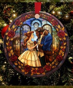 Belle Christmas Ornament Beauty And The Beast Double Sided Ceramic Ornament Disney Princess Xmas Tree Decoration Wedding Gift Belle And The Beast Movie