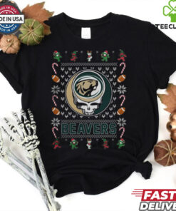 Bemidji State Beavers x Grateful Dead Christmas Ugly Sweater Black Merch Shirt
