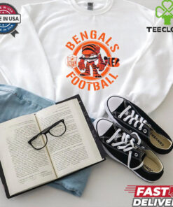 Bengals Football NFL Rush Zone Cartoon Character Shirt featuring a fun, animated design of the Cincinnati Bengals’ mascot and characters from the NFL Rush Zone, perfect for fans who enjoy a playful and spirited take on their team pride.