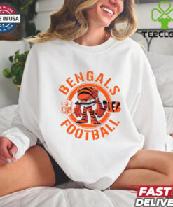 Bengals Football NFL Rush Zone Cartoon Character Shirt featuring a fun, animated design of the Cincinnati Bengals’ mascot and characters from the NFL Rush Zone, perfect for fans who enjoy a playful and spirited take on their team pride.