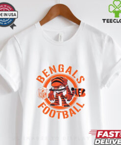 Bengals Football NFL Rush Zone Cartoon Character Shirt featuring a fun, animated design of the Cincinnati Bengals’ mascot and characters from the NFL Rush Zone, perfect for fans who enjoy a playful and spirited take on their team pride.
