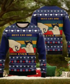 Best Cat Dad Ever Christmas Ugly Sweaters For Couples