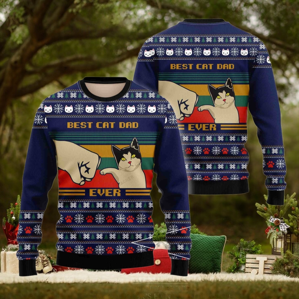 Best Cat Dad Ever Christmas Ugly Sweaters For Couples Best Cat Dad Ever Christmas Ugly Sweaters For Couples