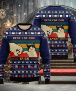 Best Cat Dad Ever Christmas Ugly Sweaters For Couples