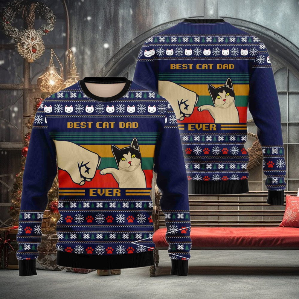 Best Cat Dad Ever Christmas Ugly Sweaters For Couples Best Cat Dad Ever Christmas Ugly Sweaters For Couples