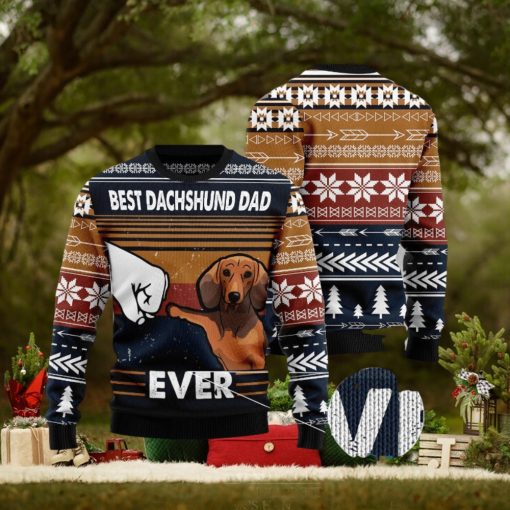 Best Dachshund Dad Ever Ugly Christmas 3D Sweater Gift For Men And Women