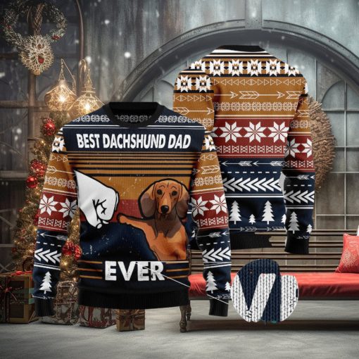 Best Dachshund Dad Ever Ugly Christmas 3D Sweater Gift For Men And Women