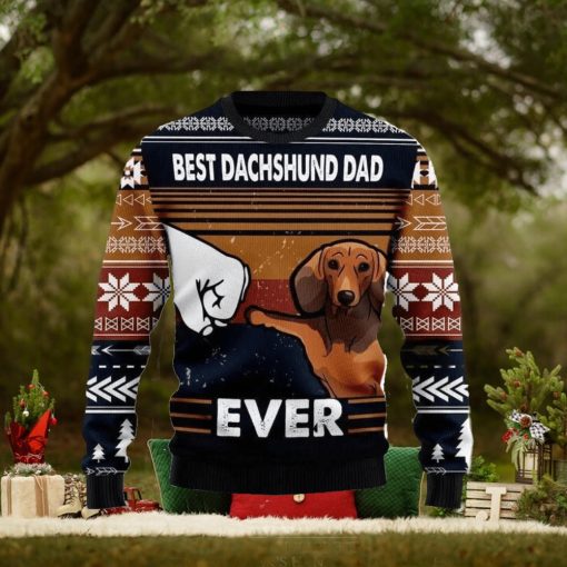 Best Dachshund Dad Ever Ugly Christmas Sweater 3D Gift Christmas Funny
