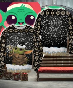 Best Orleans Saints Christmas Pattern Baby Yoda Sweater Best For Fans Gift Christmas