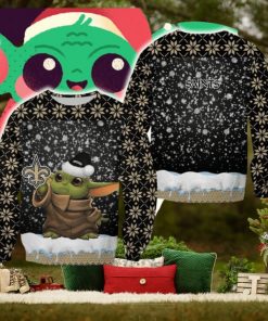 Best Orleans Saints Christmas Pattern Baby Yoda Sweater Best For Fans Gift Christmas