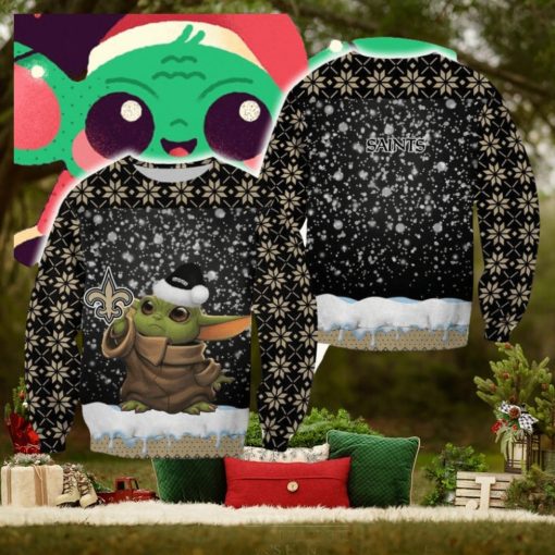 Best Orleans Saints Christmas Pattern Baby Yoda Sweater Best For Fans Gift Christmas